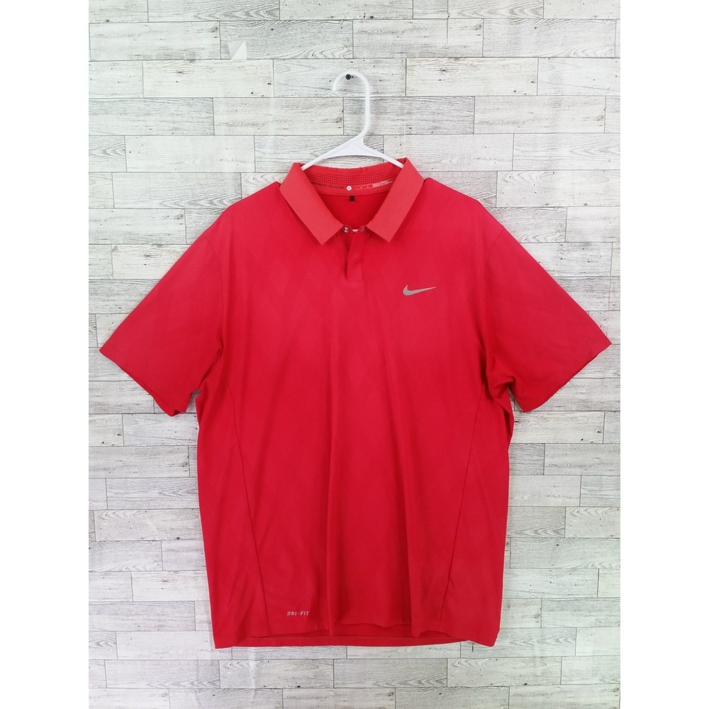 Men's Nike Tiger Woods Collection Golf Polo Shirt Short Sleeve Sz L "Sunday Red"